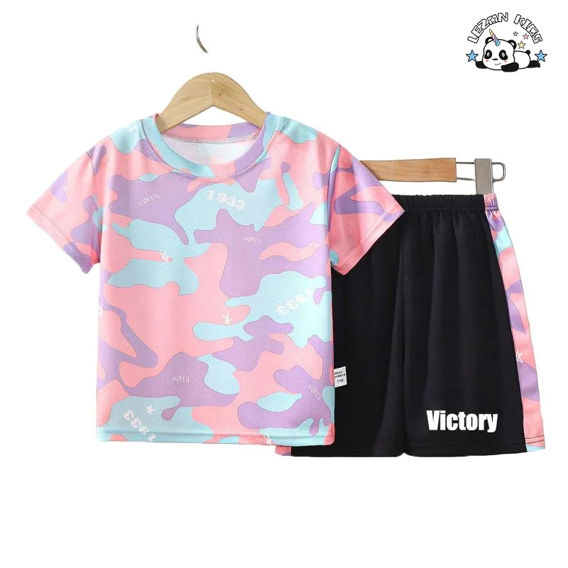 LEZONKIDS - Customizable European American Stylish Boys Summer Cotton T Shirt Toddler Kids Boys Clothing Sets